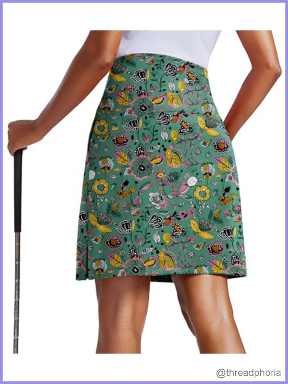 20 Inch Knee Length Skort High Waisted Split Hem UPF 50+ Golf Tennis
